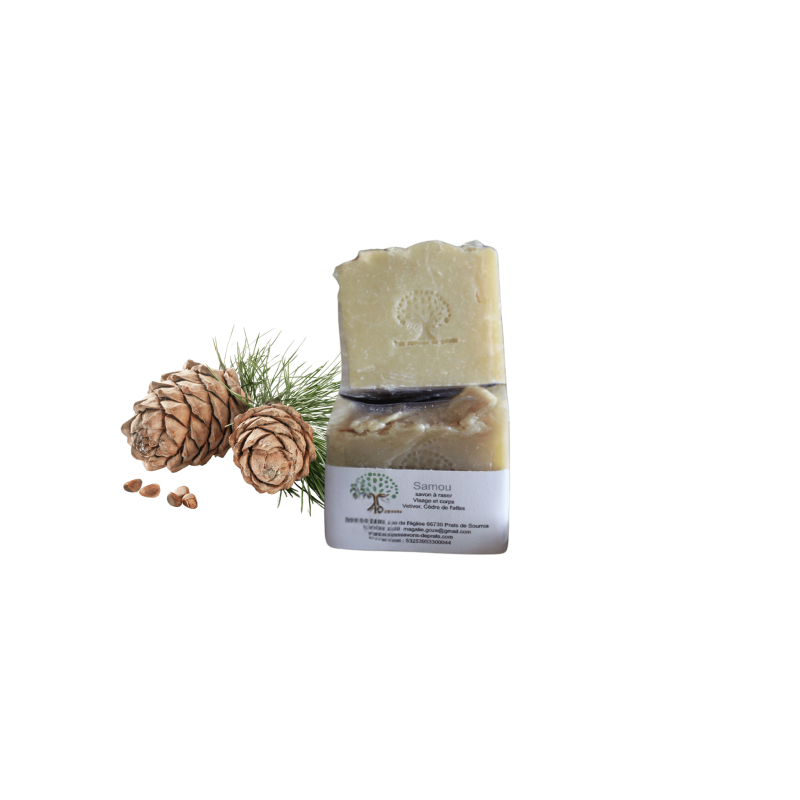 Samou Savon à raser – Vétiver & Cèdre de l’Atlas | Rasage naturel